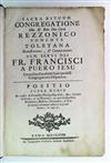 FRANCIS OF THE CHILD JESUS.  Sacra rituum . . . beatificationis . . . Francisci a Puero Jesu. 2 vols. 1768. In bdgs with Borghese arms.